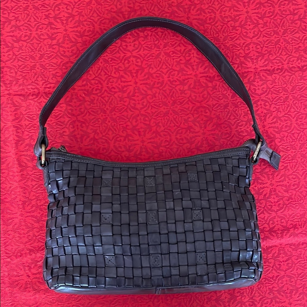 Stylish Gunmetal Woven Handbag with 2 straps
